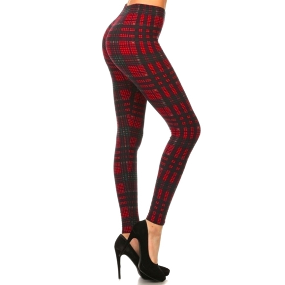 LEGGINGS DEPOT Red & Green Check Plaid Christmas Plus Size 12 NWT - Picture 2 of 5